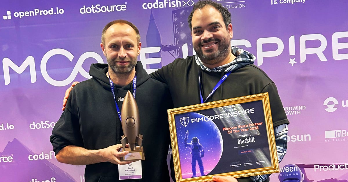 David Gottschalk and Dennis Korbginski receive the Pimcore Store Partner of the Year Award 2025