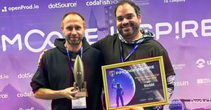 David Gottschalk and Dennis Korbginski with the Pimcore Store Partner of the Year Award 2025