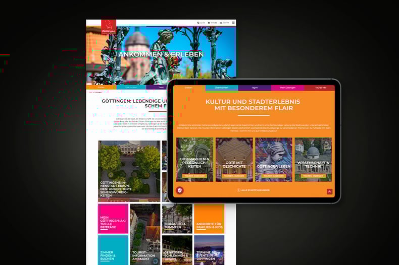 Die Farbgestaltung gibt User:innen Orientierung in den Content-Kategorien.