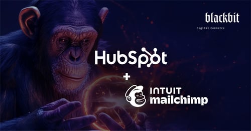 Ein realistischer Schimpanse im schwarzen Weltraum hält ein leuchtendes, rundes Hologramm in den Händen – sinnbildlich für die Integration von Mailchimp und HubSpot.
