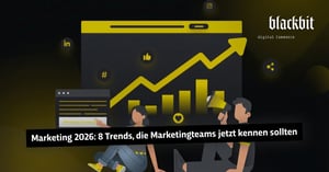 Grafik mit serverseitiger Tracking-Architektur: Ein Shop sendet Daten über einen SST-Server an Analysesysteme. Im Hintergrund ein futuristischer Astronaut, Logos von Pimcore und Blackbit.