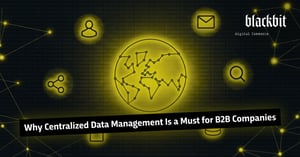 A graphic shows a networked globe symbol that highlights the importance of centralised data storage in the B2B sector.