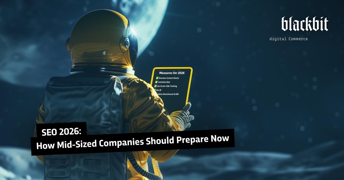 An astronaut reads a tablet on the moon with SEO measures for 2026.