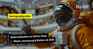 Ein Astronaut hebt den Daumen in einem Einkaufszentrum vor einem Schild mit der Aufschrift 