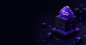 Futuristische Cloud- und Server-Infrastruktur als Symbol für sicheres und skalierbares Pimcore Hosting