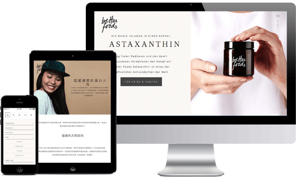 Die Pimcore Website von Better Foods lässt sich flexibel erweitern